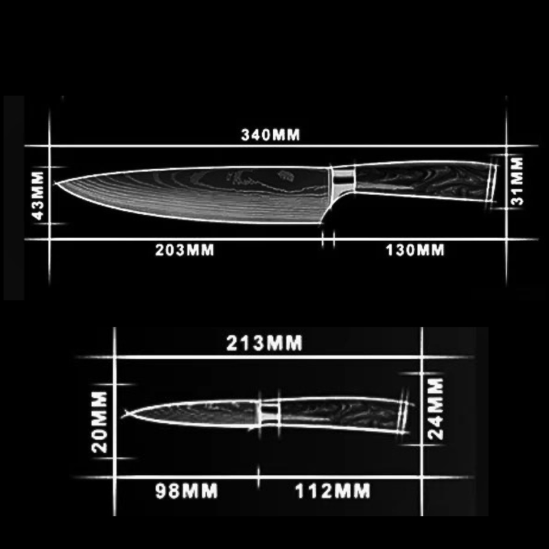 KAAMUT® – 2 Piece Knife Set – Japanese Damascus Print – Blue Resin Handle – Premium Quality – Luxury Gift Box - Image 5