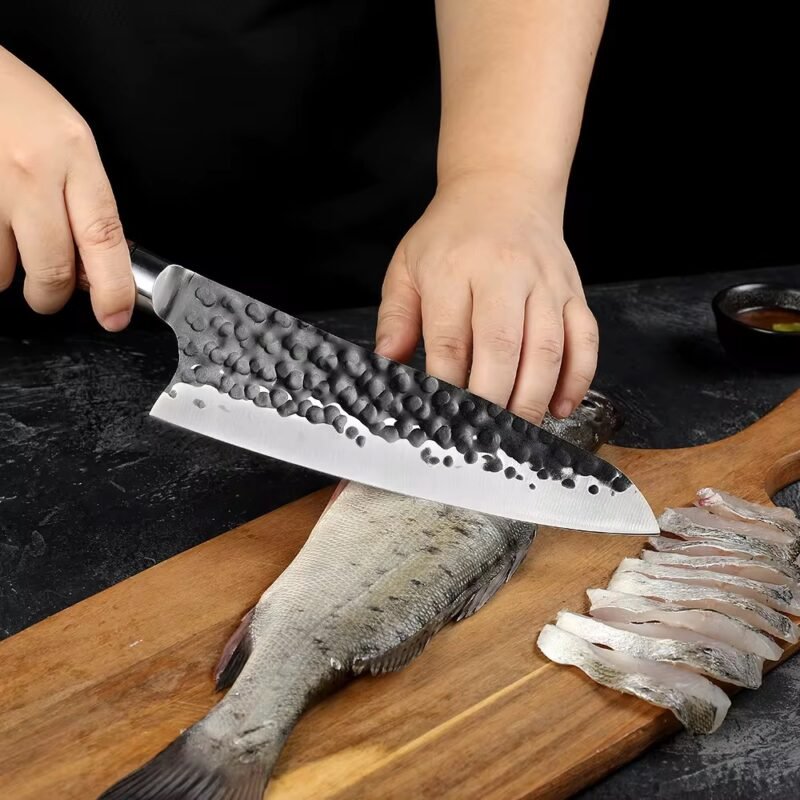 KAAMUT® - Onyx Series - 5piece Professional Knife Set - Hammered Steel, Razor Sharp & Durable - Rosewood  Handle - Image 3