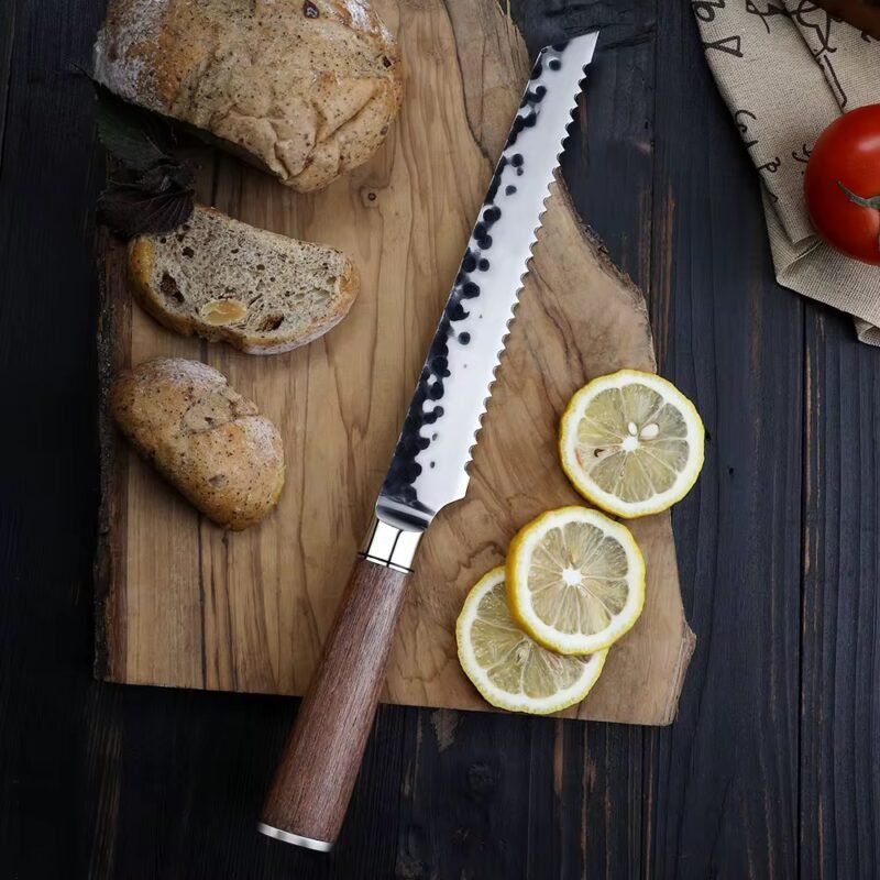 KAAMUT®- Onyx Series – Professional Bread Knife – Hammered Steel, Razor Sharp & Durable – Rosewood Handle - Image 5