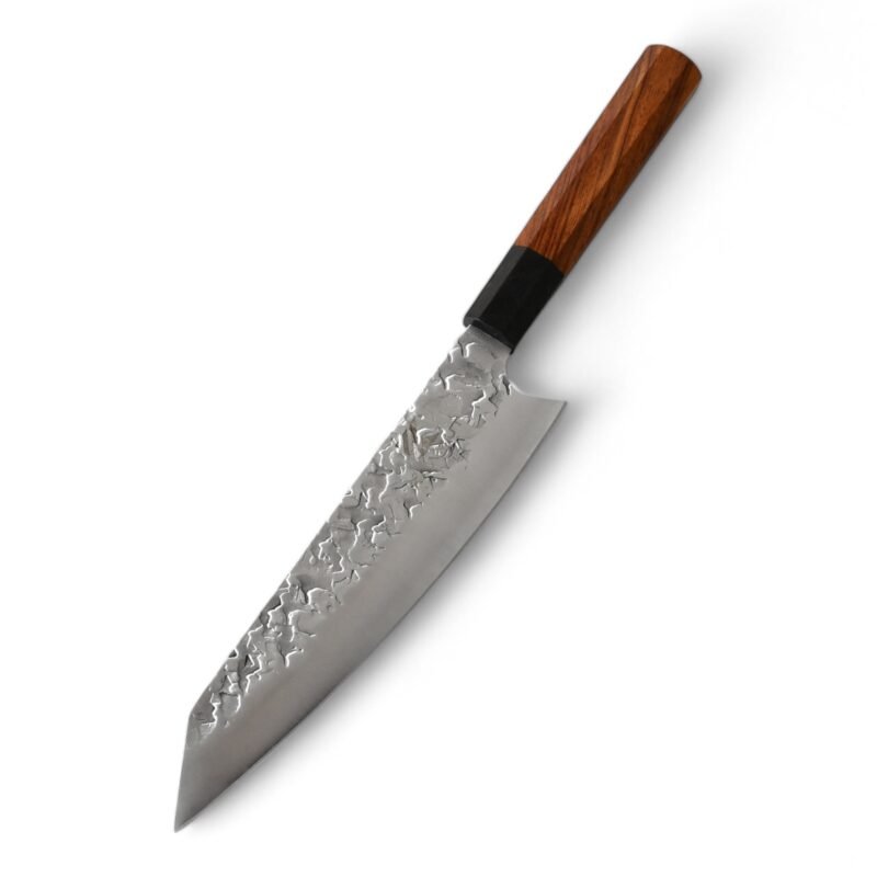 KAAMUT® - Auron Series - Professional Japanese Kiritsuke Knife - Hammered Steel, Razor Sharp & Durable - Rosewood/Ebony Handle
