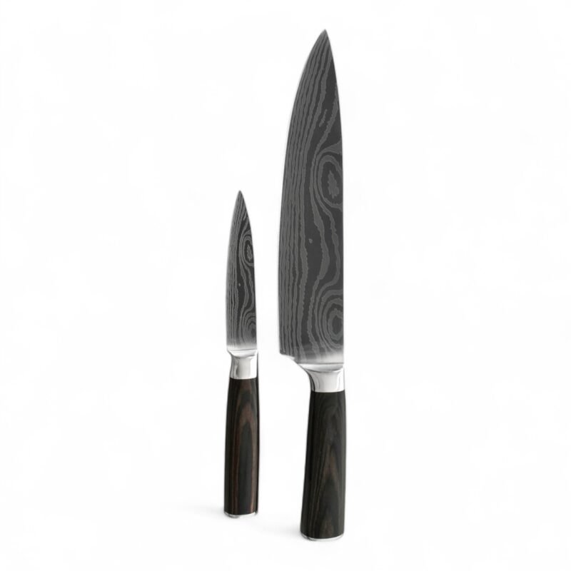 KAAMUT® - 2 Piece Knife Set – Japanese Damascus Print – Pakkawood Handle – Premium Quality – Luxury Gift Box