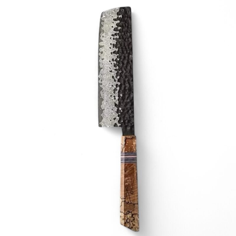 KAAMUT® - Yoru Series – Nakiri Knife – 67 Layers Damascus Steel - Spalted Maple Wood and G10 handle