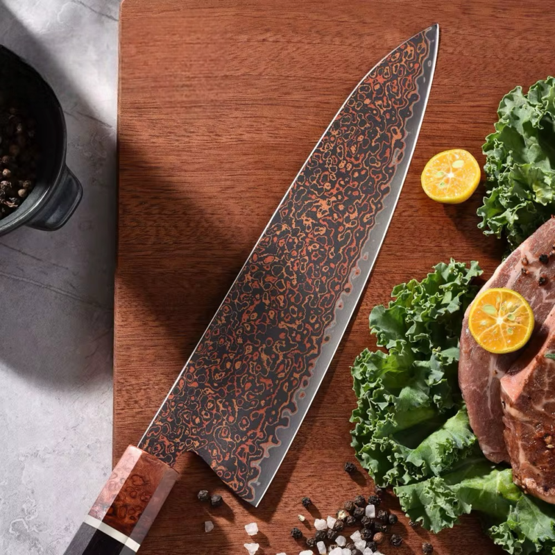 KAAMUT® - Kensei Series – Professional Japanese Chef’s Knife –  Black Damascus Steel with Copper Finish – Razor Sharp - Image 2