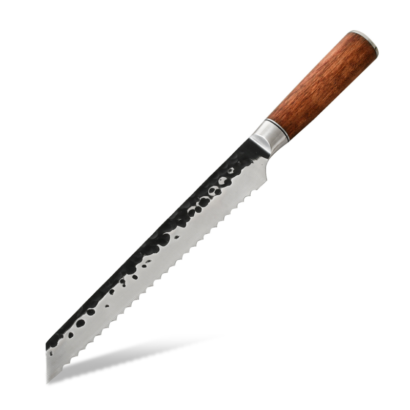 KAAMUT®- Onyx Series – Professional Bread Knife – Hammered Steel, Razor Sharp & Durable – Rosewood Handle