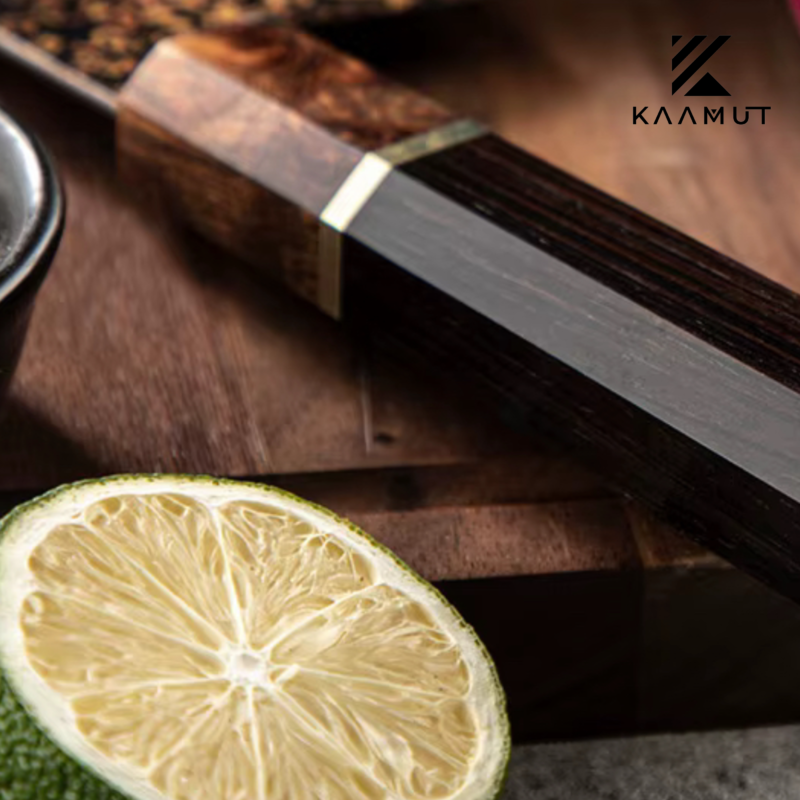 KAAMUT® - Kensei Series - Professional Santoku Knife – Black Damascus Steel with Copper Finish – Razor Sharp - Image 2
