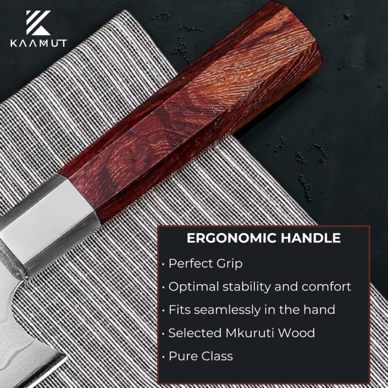 7-Layer Damascus Steel Santoku Knife – 7" | Professional Japanese Kitchen Knife | Arashi Series | Mkuruti Wood Handle – KAAMUT® - Image 4