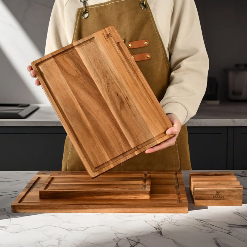KAAMUT® - Premium Cutting Board Set with Holder - Acacia Wood - Image 3