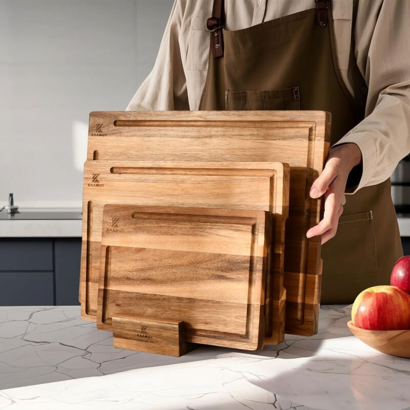 KAAMUT® - Premium Cutting Board Set with Holder - Acacia Wood - Image 4