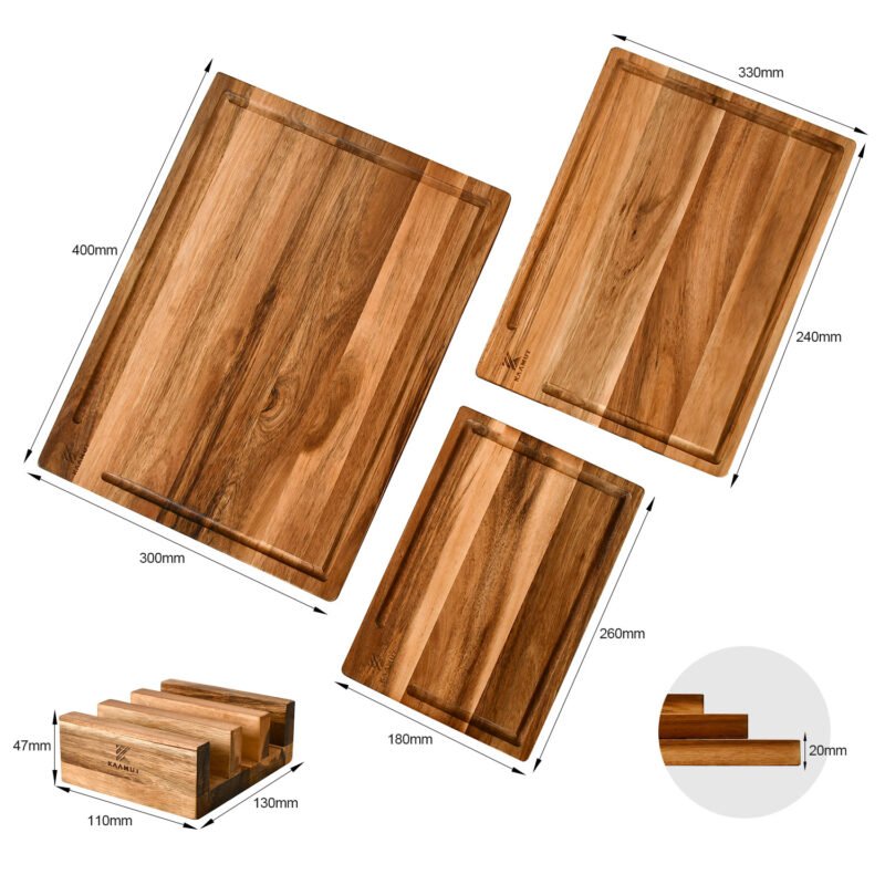 KAAMUT® - Premium Cutting Board Set with Holder - Acacia Wood - Image 5