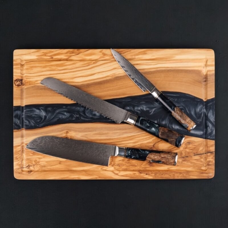KAAMUT® - Cutting Board - Obsidian Epoxy & Olive Wood - Premium Kitchen Board - Image 4