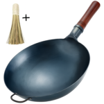 Professional Wok - 36 cm - Preseasoned - HandHammered Blue Carbon Steel – Traditional Chinese Wok with Round Bottom - KAAMUT®