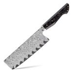 67-Layer Damascus Steel Nakiri Knife – 7" | Professional Japanese Kitchen Knife | Kogane Series | Carbon Fiber & Gold Foil Handle – KAAMUT®