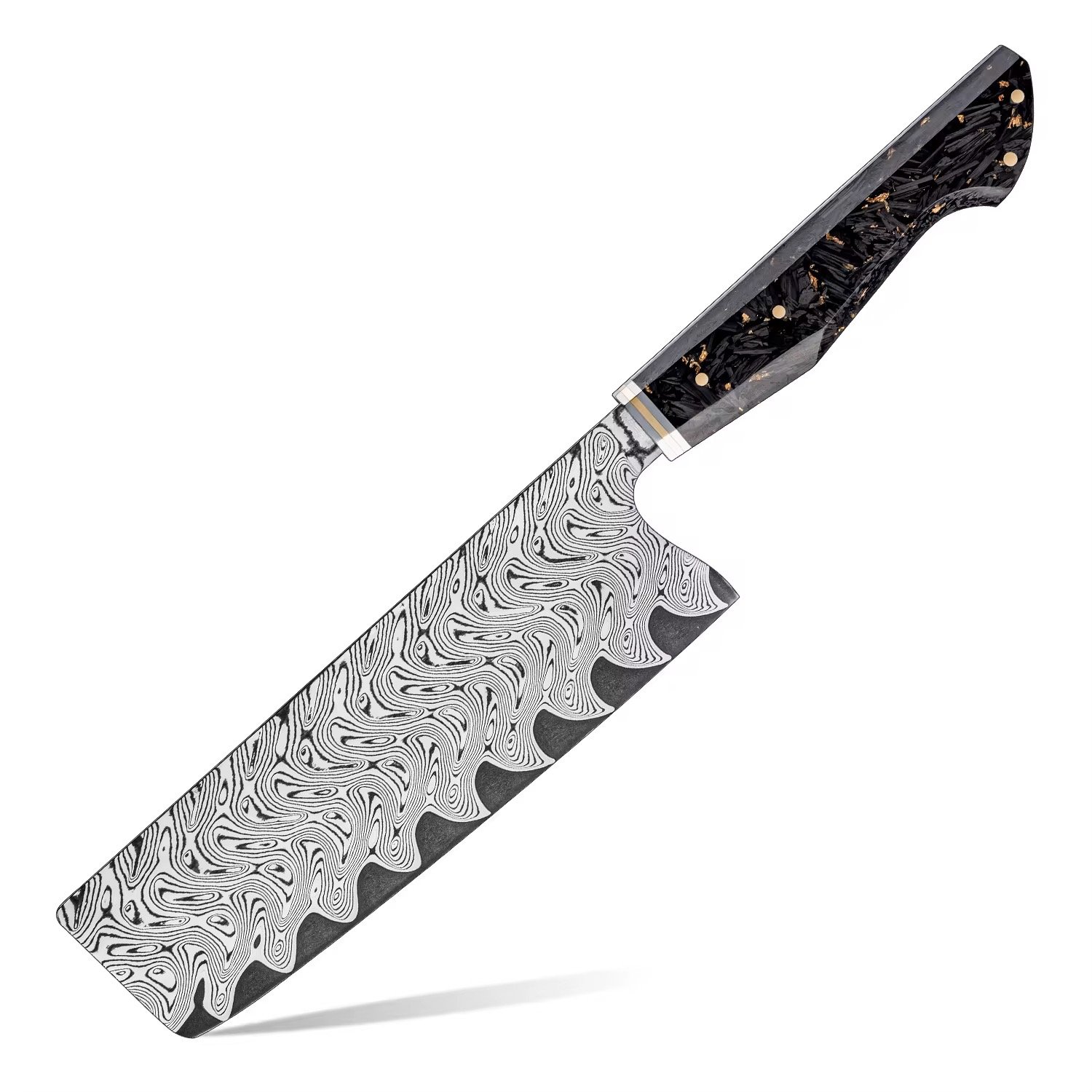 67-Layer Damascus Steel Nakiri Knife – 7" | Professional Japanese Kitchen Knife | Kogane Series | Carbon Fiber & Gold Foil Handle – KAAMUT®