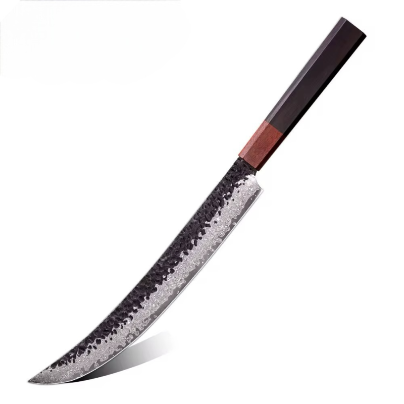 67-Layer Damascus Steel Slicer Knife – 10" | Professional Japanese Kitchen Knife | Mahonami Series | Hammered Black Finish – Razor Sharp – KAAMUT®