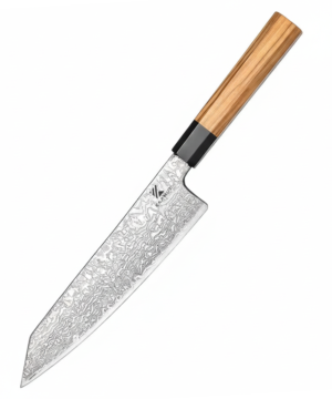 Professional Bunka Knife Made from 67-Layer Damascus Steel – Razor-Sharp & Durable – Olive Wood and Black Buffalo Horn Handle – Luxury Gift Box – KAAMUT®