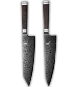 2-Piece Professional Knife Set Made from 67-Layer Damascus Steel – Black Titanium Plating – 12Cr18Mov Core – Luxury Gift Box – KAAMUT®