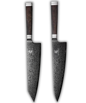 2-Piece Professional Knife Set Made from 67-Layer Damascus Steel – Black Titanium Plating – 12Cr18Mov Core – Luxury Gift Box – KAAMUT®