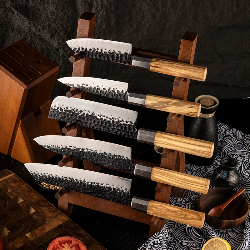 KAAMUT® 5-Piece Knife Set – AUS-10 Japanese Steel – Hammered Black Finish - Image 2