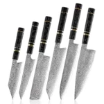 KAAMUT® – 6 Piece Knife Set – 67-Layer Damascus Steel – 10Cr15MoV Core – Carbon Fiber Handle