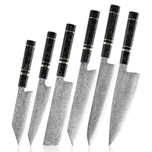KAAMUT® – 6 Piece Knife Set – 67-Layer Damascus Steel – 10Cr15MoV Core – Carbon Fiber Handle