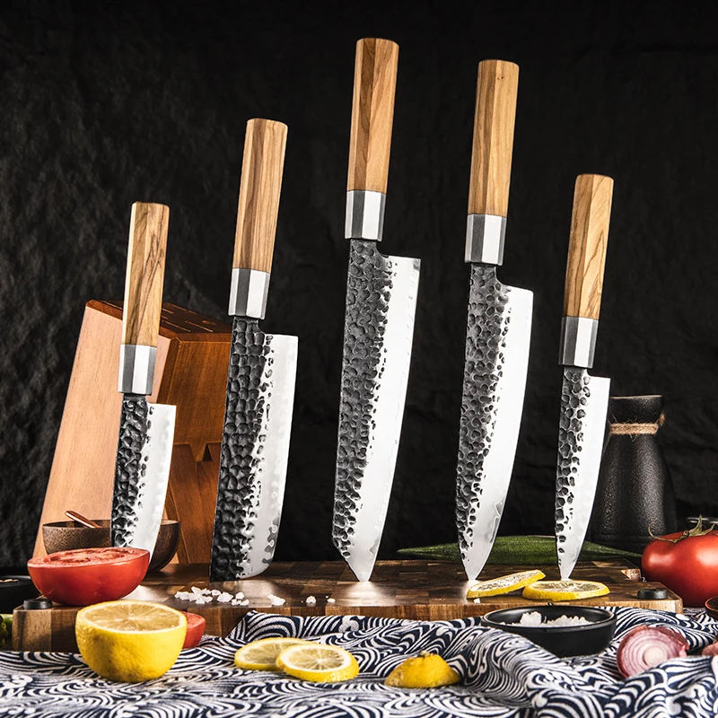 KAAMUT® 5-Piece Knife Set – AUS-10 Japanese Steel – Hammered Black Finish - Image 5