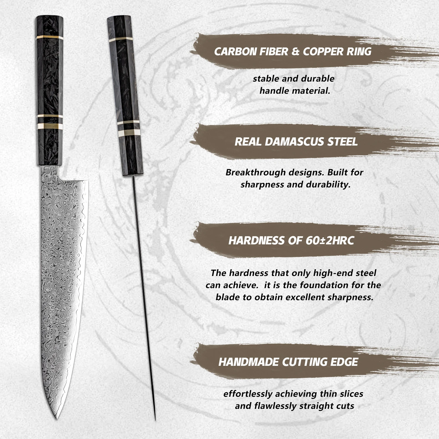 KAAMUT® – 6 Piece Knife Set – 67-Layer Damascus Steel – 10Cr15MoV Core – Carbon Fiber Handle - Image 5