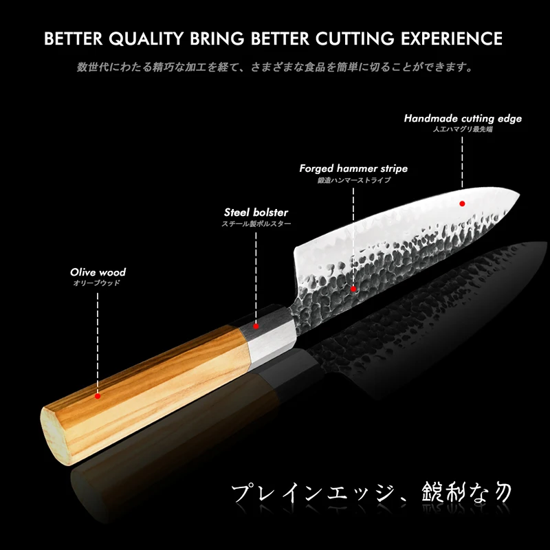 KAAMUT® 5-Piece Knife Set – AUS-10 Japanese Steel – Hammered Black Finish - Image 3
