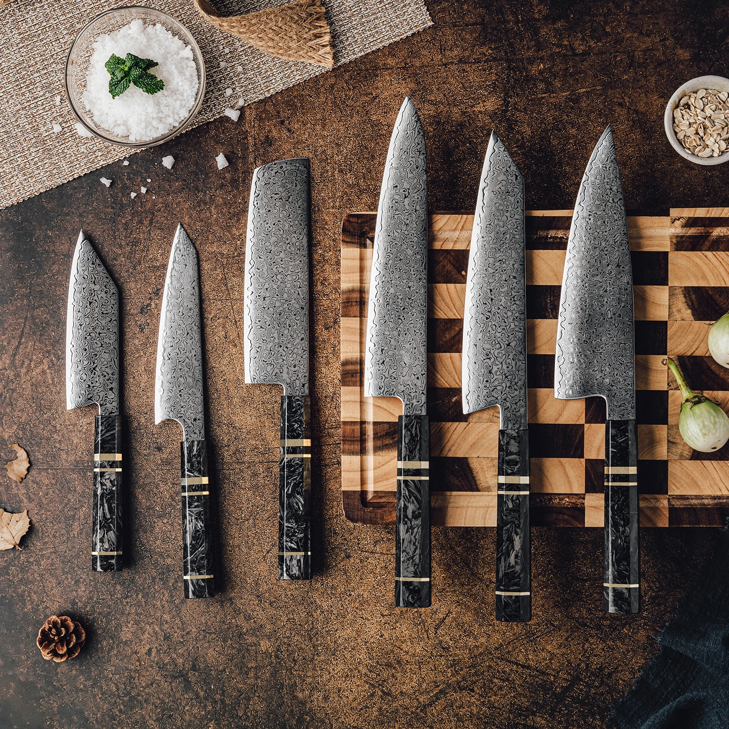 KAAMUT® – 6 Piece Knife Set – 67-Layer Damascus Steel – 10Cr15MoV Core – Carbon Fiber Handle - Image 4