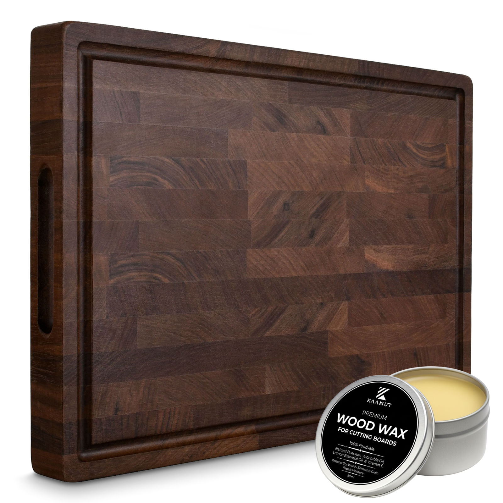 KAAMUT® End Grain Cutting Board 40 × 27.5 × 3.5 cm – North American Black Walnut