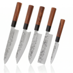 KAAMUT® 5-Piece Knife Set – Hammered 5Cr Steel – Rosewood & Ebony Handle