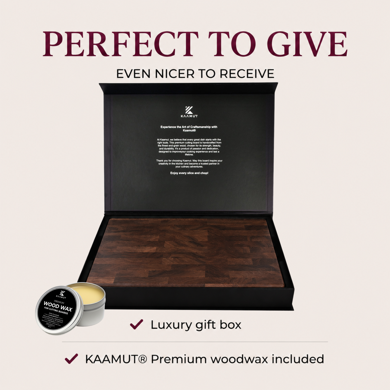 KAAMUT® End Grain Cutting Board 45 × 30 × 4 cm – Flat Surface – North American Black Walnut - Image 6